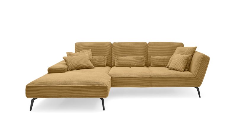 set one by Musterring Ecksofa SO 4500 Lincoln 01 mustard,Sitzhöhe A (Standard), H 43 cm,Sitzkomfort PUR-Schaum (Standard),Fuß Metall schwarz matt braun |